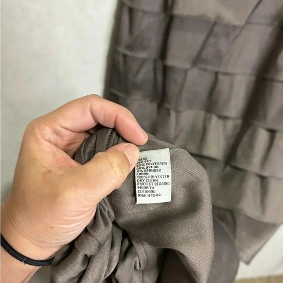 ELIZA J Gray 2 Piece Beaded Multi-Tiered Gown Dress Mother of Bride Womens Sz 8 - Picture 12 of 16